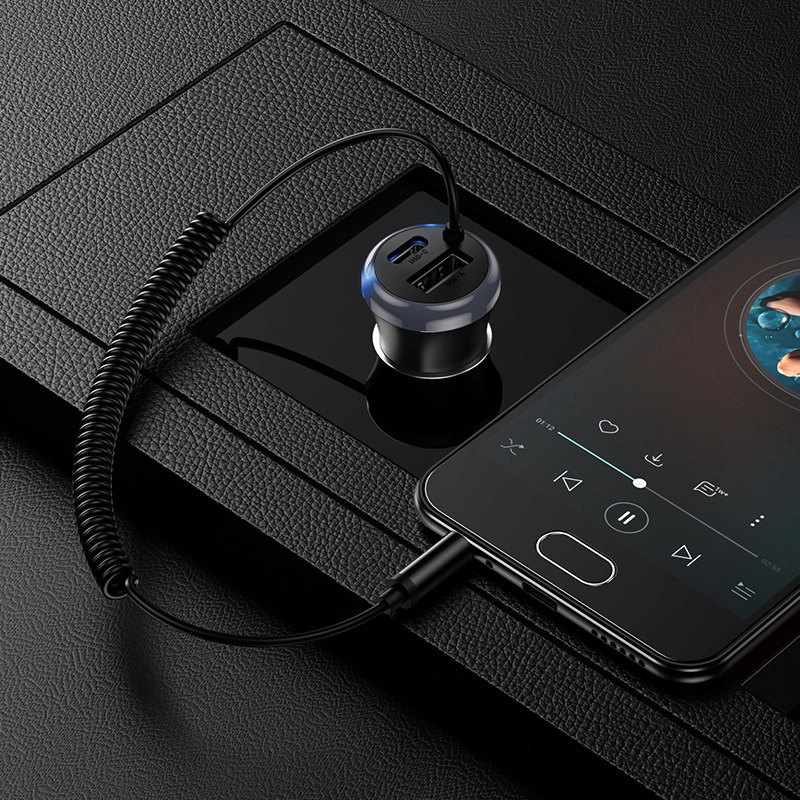 Вбудований кабель 1 м та подвійний вихід для зарядки (Type-C + USB-A 15W)
